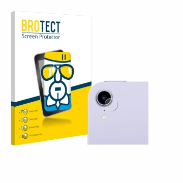 Face avant d’un emballage produit avec le logo de la marque BROTECT. À côté, l’appareil Apple iPad Mini 7 2024 (Caméra UNIQUEM