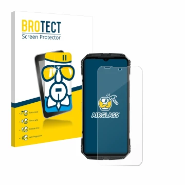 Face avant d’un emballage produit avec le logo de la marque BROTECT. À côté, l’appareil Doogee S118 Pro est représenté avec la