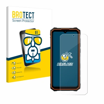 Face avant d’un emballage produit avec le logo de la marque BROTECT. À côté, l’appareil Hotwav Cyber 13 est représenté avec la