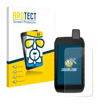 Face avant d’un emballage produit avec le logo de la marque BROTECT. À côté, l’appareil Garmin Montana 710 est représenté avec