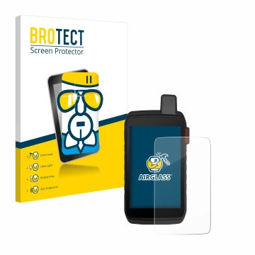 Face avant d’un emballage produit avec le logo de la marque BROTECT. À côté, l’appareil Garmin Montana 710i est représenté ave