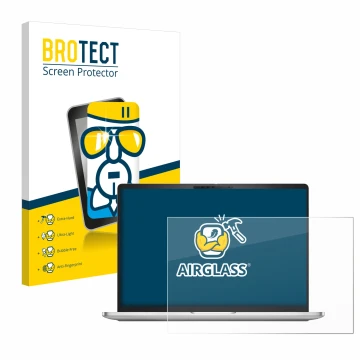 Face avant d’un emballage produit avec le logo de la marque BROTECT. À côté, l’appareil Dell Pro 16 Plus PB16250 est représent