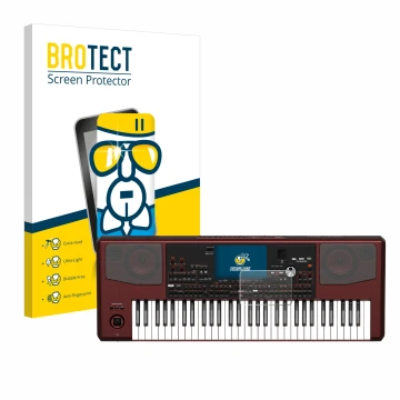 Face avant d’un emballage produit avec le logo de la marque BROTECT. À côté, l’appareil KORG Pa700 est représenté avec la prot