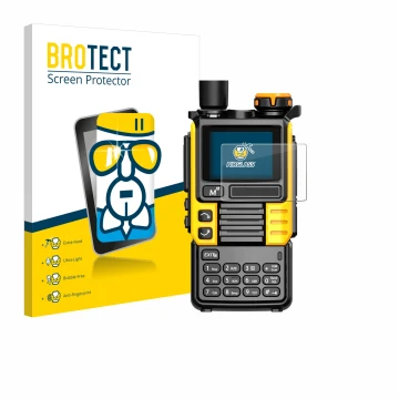 Face avant d’un emballage produit avec le logo de la marque BROTECT. À côté, l’appareil Quansheng UV-K5 (99) est représenté av