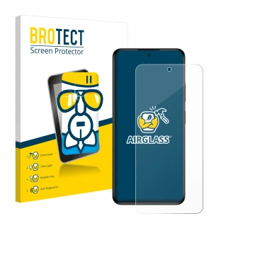 Face avant d’un emballage produit avec le logo de la marque BROTECT. À côté, l’appareil myPhone N23 Plus est représenté avec l