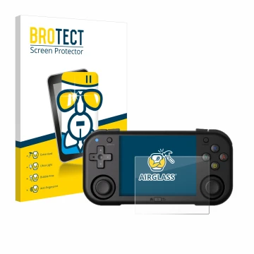 Face avant d’un emballage produit avec le logo de la marque BROTECT. À côté, l’appareil Magicx Mini Zero 28 est représenté ave