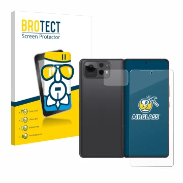 Face avant d’un emballage produit avec le logo de la marque BROTECT. À côté, l’appareil ASUS ZenFone 12 Ultra (Avant+Caméra) e