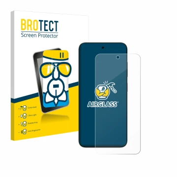 Face avant d’un emballage produit avec le logo de la marque BROTECT. À côté, l’appareil ZTE Blade V70 est représenté avec la p