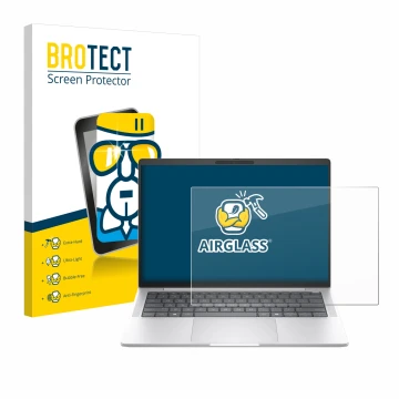 Face avant d’un emballage produit avec le logo de la marque BROTECT. À côté, l’appareil HP EliteBook 1040 G11 est représenté a