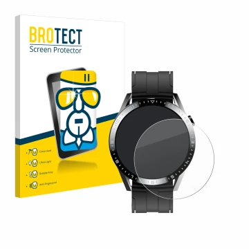 Face avant d’un emballage produit avec le logo de la marque BROTECT. À côté, l’appareil Tracer Smartwatch SM9 est représenté a