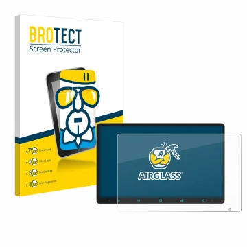 Face avant d’un emballage produit avec le logo de la marque BROTECT. À côté, l’appareil Joying Car Radio 11.6