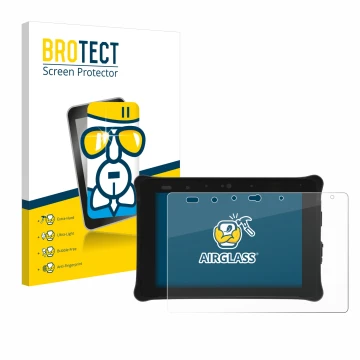 Face avant d’un emballage produit avec le logo de la marque BROTECT. À côté, l’appareil Leica iCON CC180 est représenté avec l