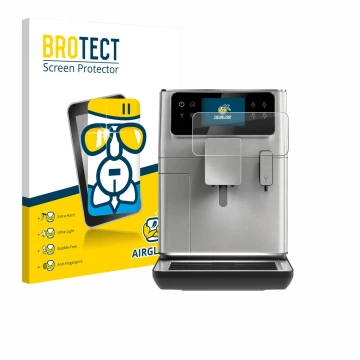 Face avant d’un emballage produit avec le logo de la marque BROTECT. À côté, l’appareil WMF Perfection 680 est représenté avec