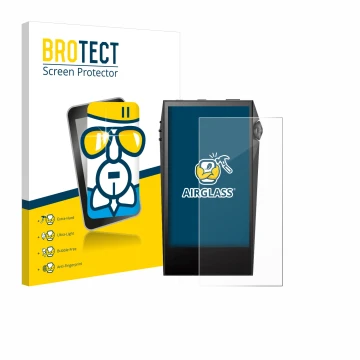 Face avant d’un emballage produit avec le logo de la marque BROTECT. À côté, l’appareil Astell&Kern SP3000M est représenté ave