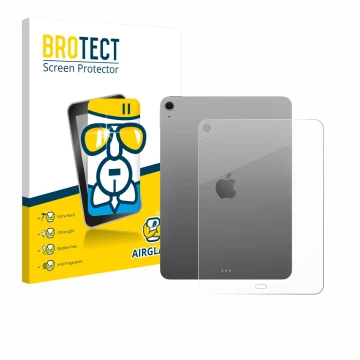 Face avant d’un emballage produit avec le logo de la marque BROTECT. À côté, l’appareil Apple iPad Air 11