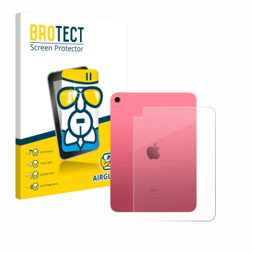 Face avant d’un emballage produit avec le logo de la marque BROTECT. À côté, l’appareil Apple iPad A16 11