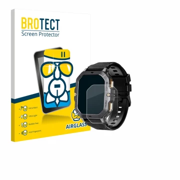 Face avant d’un emballage produit avec le logo de la marque BROTECT. À côté, l’appareil Oukitel BT101 2.02