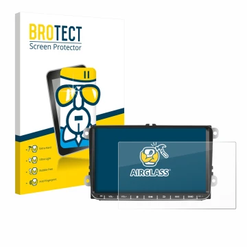 Face avant d’un emballage produit avec le logo de la marque BROTECT. À côté, l’appareil Essgoo AR9002 est représenté avec la p