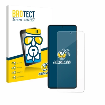 Face avant d’un emballage produit avec le logo de la marque BROTECT. À côté, l’appareil Xiaomi Poco F7 Ultra est représenté av