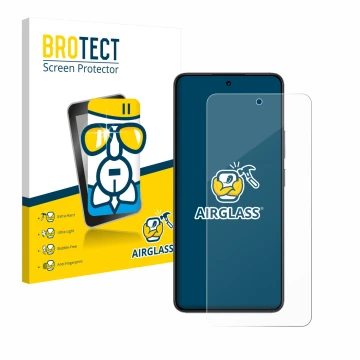 Face avant d’un emballage produit avec le logo de la marque BROTECT. À côté, l’appareil realme 14T est représenté avec la prot