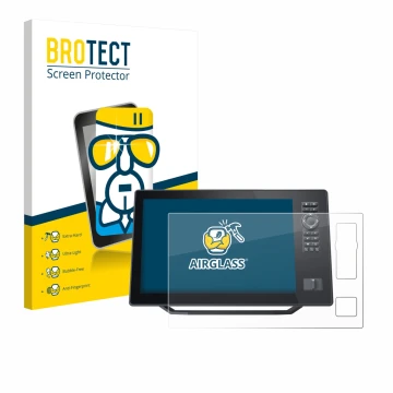 Face avant d’un emballage produit avec le logo de la marque BROTECT. À côté, l’appareil Humminbird Xplore 12 est représenté av