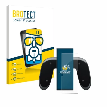 Face avant d’un emballage produit avec le logo de la marque BROTECT. À côté, l’appareil Nintendo Switch 2 Joy-Con 2-Holder est