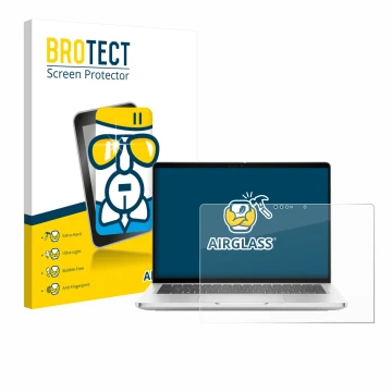 Face avant d’un emballage produit avec le logo de la marque BROTECT. À côté, l’appareil Dell Pro 13 Plus 2-in-1 est représenté