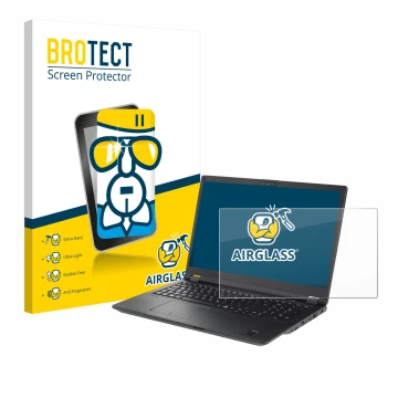 Face avant d’un emballage produit avec le logo de la marque BROTECT. À côté, l’appareil Fujitsu Lifebook U7511 est représenté 