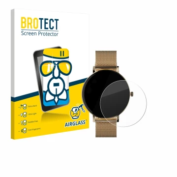 Face avant d’un emballage produit avec le logo de la marque BROTECT. À côté, l’appareil ZenWatch Venice Pro est représenté ave
