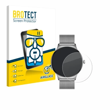 Face avant d’un emballage produit avec le logo de la marque BROTECT. À côté, l’appareil Pireware Slim Smartwatch est représent