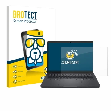 Face avant d’un emballage produit avec le logo de la marque BROTECT. À côté, l’appareil Dell Pro Max 14 est représenté avec la