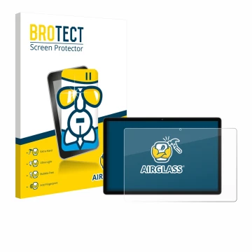 Face avant d’un emballage produit avec le logo de la marque BROTECT. À côté, l’appareil Blackview Mega 8 est représenté avec l