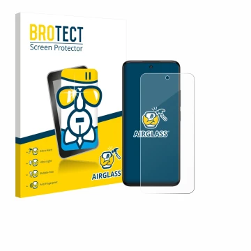 Face avant d’un emballage produit avec le logo de la marque BROTECT. À côté, l’appareil TCL 60 5G est représenté avec la prote