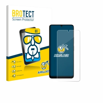 Face avant d’un emballage produit avec le logo de la marque BROTECT. À côté, l’appareil Doogee Note 59 Pro est représenté avec