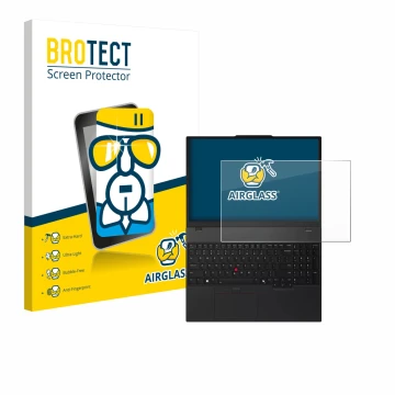 Face avant d’un emballage produit avec le logo de la marque BROTECT. À côté, l’appareil Lenovo ThinkPad T16 Gen 4 est représen