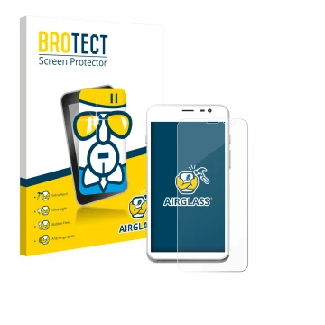 Face avant d’un emballage produit avec le logo de la marque BROTECT. À côté, l’appareil Pax CCV Fly A77 est représenté avec la