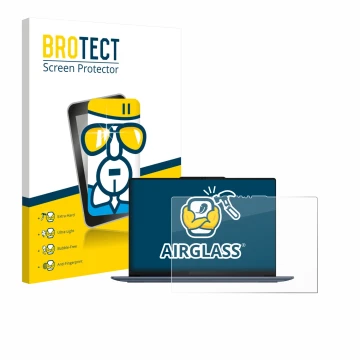 Face avant d’un emballage produit avec le logo de la marque BROTECT. À côté, l’appareil Lenovo Yoga Slim 7 14Q8X9 est représen