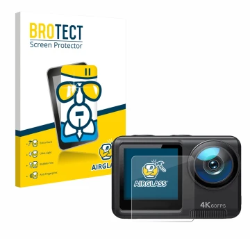 Face avant d’un emballage produit avec le logo de la marque BROTECT. À côté, l’appareil Wolfang GA420 est représenté avec la p