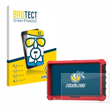 Face avant d’un emballage produit avec le logo de la marque BROTECT. À côté, l’appareil Lilliput A7s 7