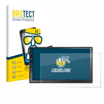 Face avant d’un emballage produit avec le logo de la marque BROTECT. À côté, l’appareil Atoto A5LG2B7T 7