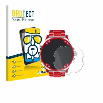 Face avant d’un emballage produit avec le logo de la marque BROTECT. À côté, l’appareil Diesel DZ7480 Mr. Daddy 2.0 est représ