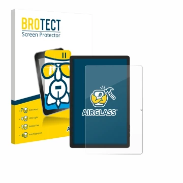 Face avant d’un emballage produit avec le logo de la marque BROTECT. À côté, l’appareil Doogee Tab E3 Pro 13 est représenté av