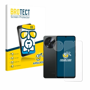 Face avant d’un emballage produit avec le logo de la marque BROTECT. À côté, l’appareil Doogee Note 59 Pro Plus (Avant+Caméra)