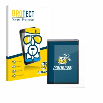 Face avant d’un emballage produit avec le logo de la marque BROTECT. À côté, l’appareil iflytek Ainote Air 2 est représenté av