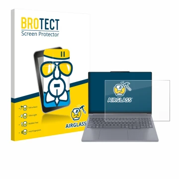 Face avant d’un emballage produit avec le logo de la marque BROTECT. À côté, l’appareil Lenovo ThinkBook 16p Gen 6 est représe