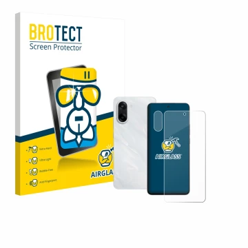 Face avant d’un emballage produit avec le logo de la marque BROTECT. À côté, l’appareil OnePlus Nord CE 5 (Avant+Caméra) est r