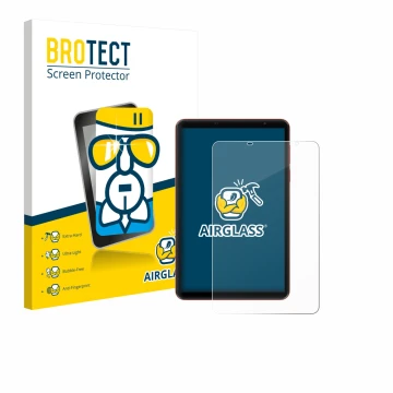 Face avant d’un emballage produit avec le logo de la marque BROTECT. À côté, l’appareil Blackview Zeno 1 8