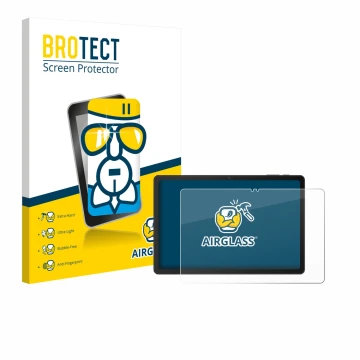 Face avant d’un emballage produit avec le logo de la marque BROTECT. À côté, l’appareil VALE Tablet V11E LTE est représenté av