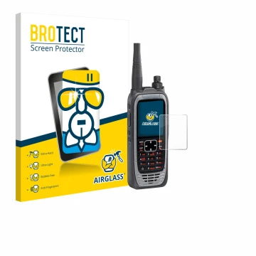 Face avant d’un emballage produit avec le logo de la marque BROTECT. À côté, l’appareil Icom IC-A25NE /IC-A25CE est représenté