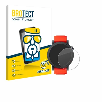 Face avant d’un emballage produit avec le logo de la marque BROTECT. À côté, l’appareil Nothing CMF Watch 3 Pro est représenté